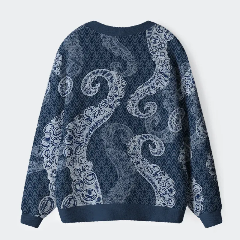 Octopus Tentacles Japanese Ugly Cardigan Sweater - Image 2