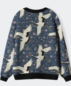 Alternative view of White Crane Japan Ugly Cardigan Sweater