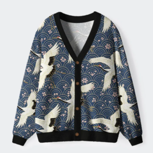 White Crane Japan Ugly Cardigan Sweater