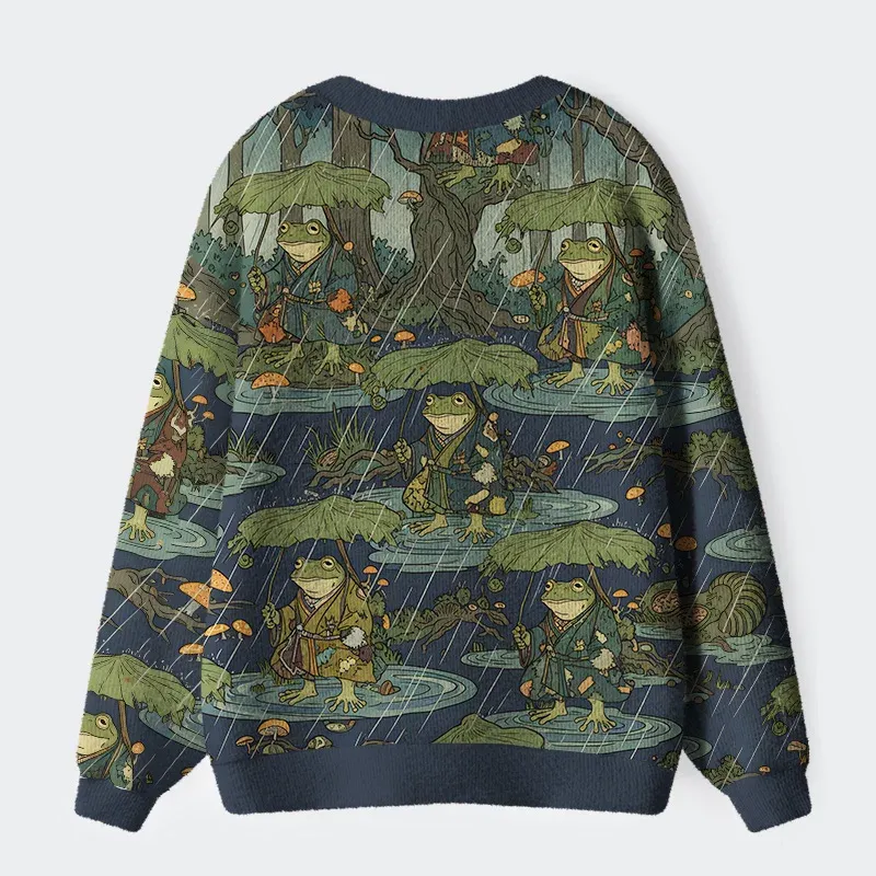 Frog in The Rain Ugly Cardigan Sweater - Image 2