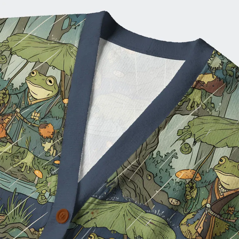 Frog in The Rain Ugly Cardigan Sweater - Image 3