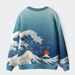 Alternative view of The Great Wave Off Fuji Ugly Cardigan Sweater