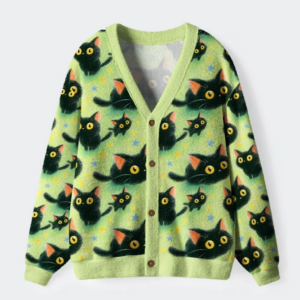 Cute Black Cat Ugly Cardigan Sweater