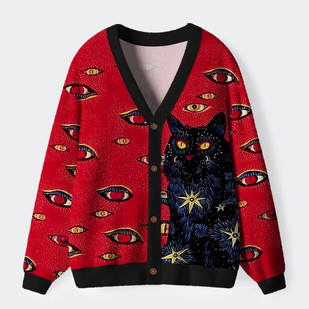 Mysterious Cat Ugly Cardigan Sweater