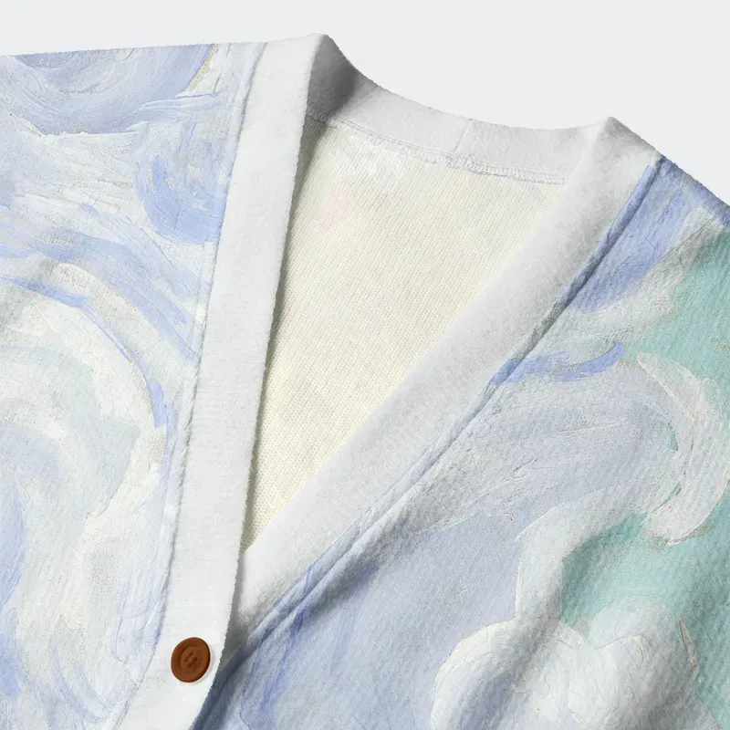 Black Cat In The Wheat Field Ugly Cardigan Sweater - Image 3