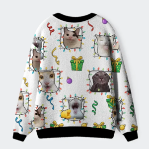 Alternative view of Cats Meme Ugly Cardigan Sweater