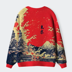 Alternative view of Traditional Japanese Scenery Ugly Cardigan Sweater