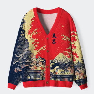 Traditional Japanese Scenery Ugly Cardigan Sweater