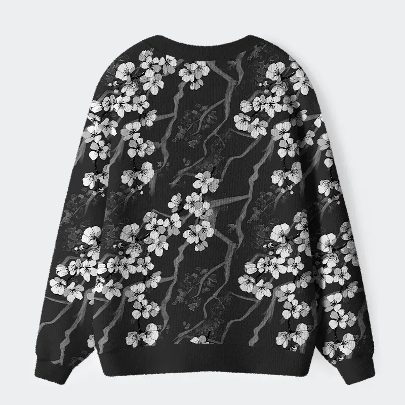 Sakura With Branches Ugly Cardigan Sweater - Image 2