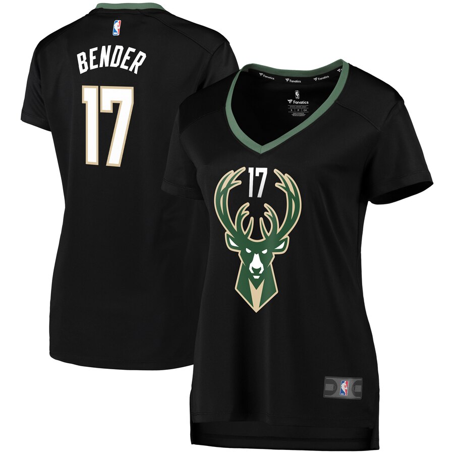 Dragan Bender Milwaukee Bucks Fanatics Branded Women's Fast Break Replica Basketball Jersey Black - Statement Edition