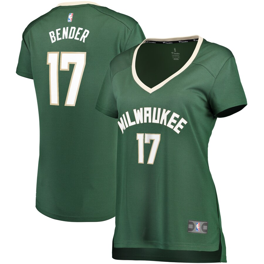 Dragan Bender Milwaukee Bucks Fanatics Branded Women's Fast Break Replica Player Basketball Jersey - Icon Edition - Hunter Green