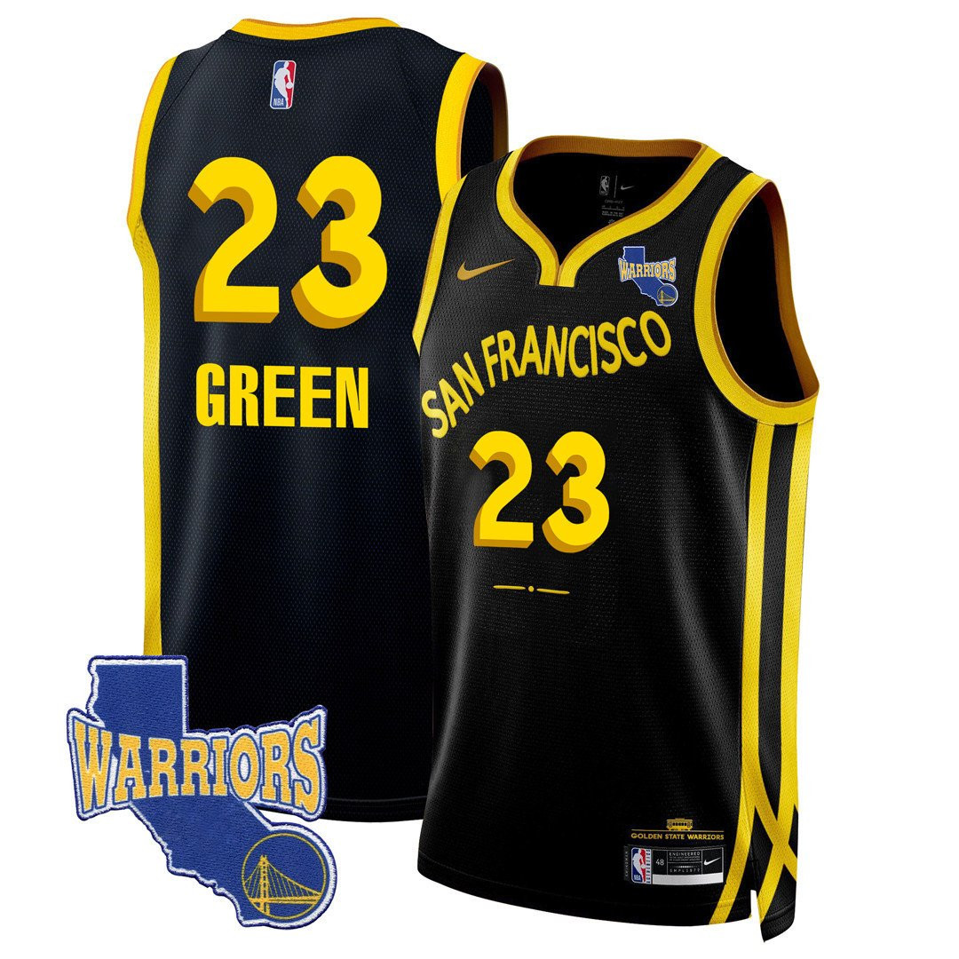 Draymond Green 23 Golden State Warriors California Patch 2023/24 City Edition Swingman Basketball Jersey - Black - JS608 