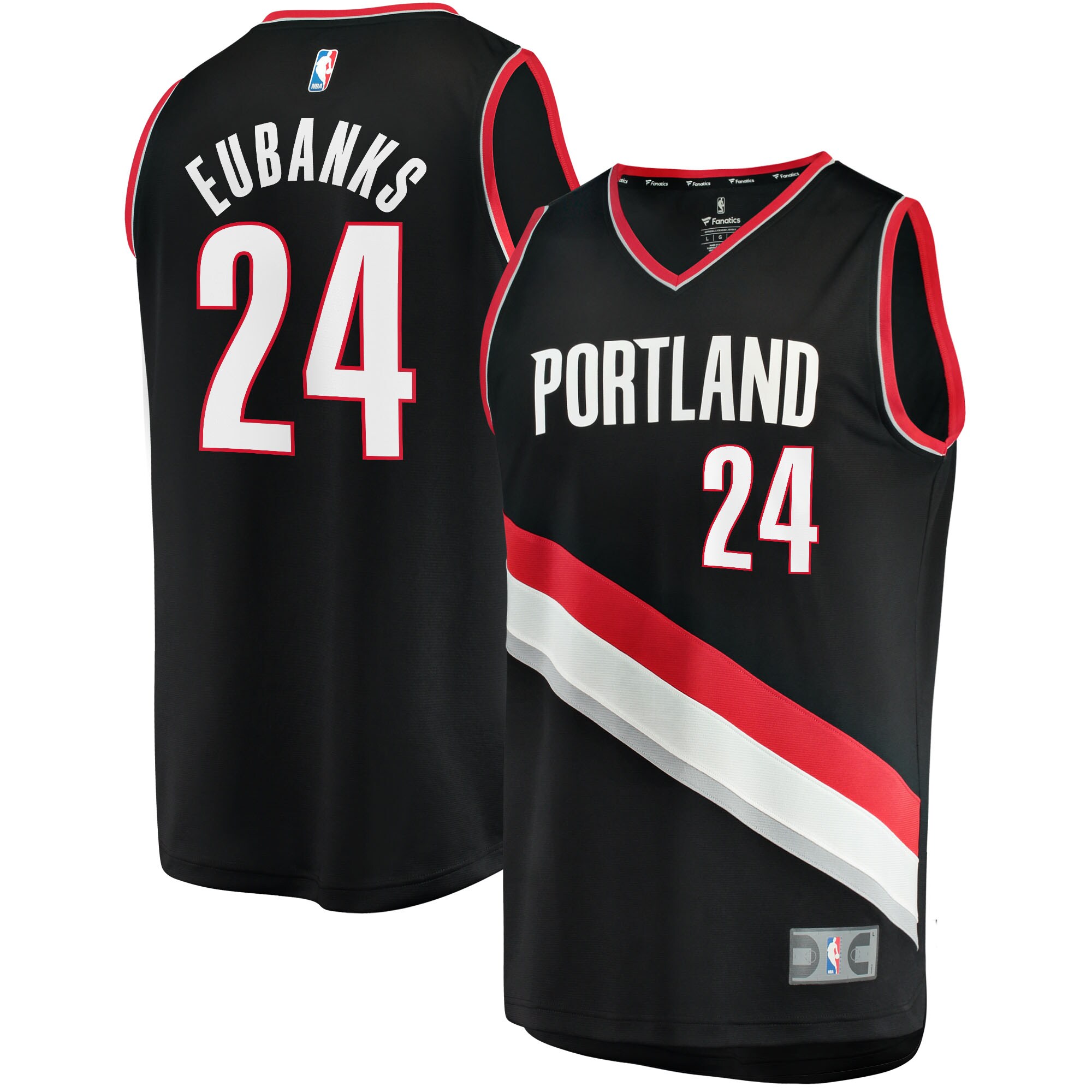 Alternative view of Drew Eubanks Portland Trail Blazers Fanatics Branded 2022/23 Fast Break Replica Player Basketball Jersey - Icon - Black