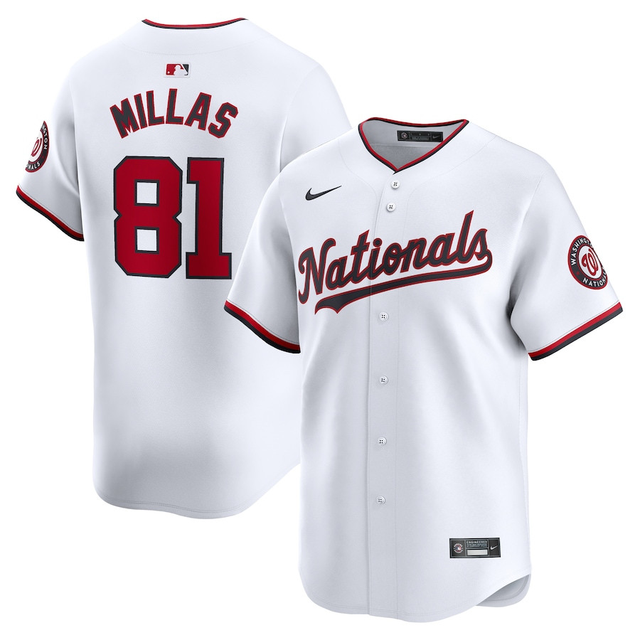 Drew Millas 81 Washington Nationals Home Limited Player Men Baseball Jersey - White - JS694 
