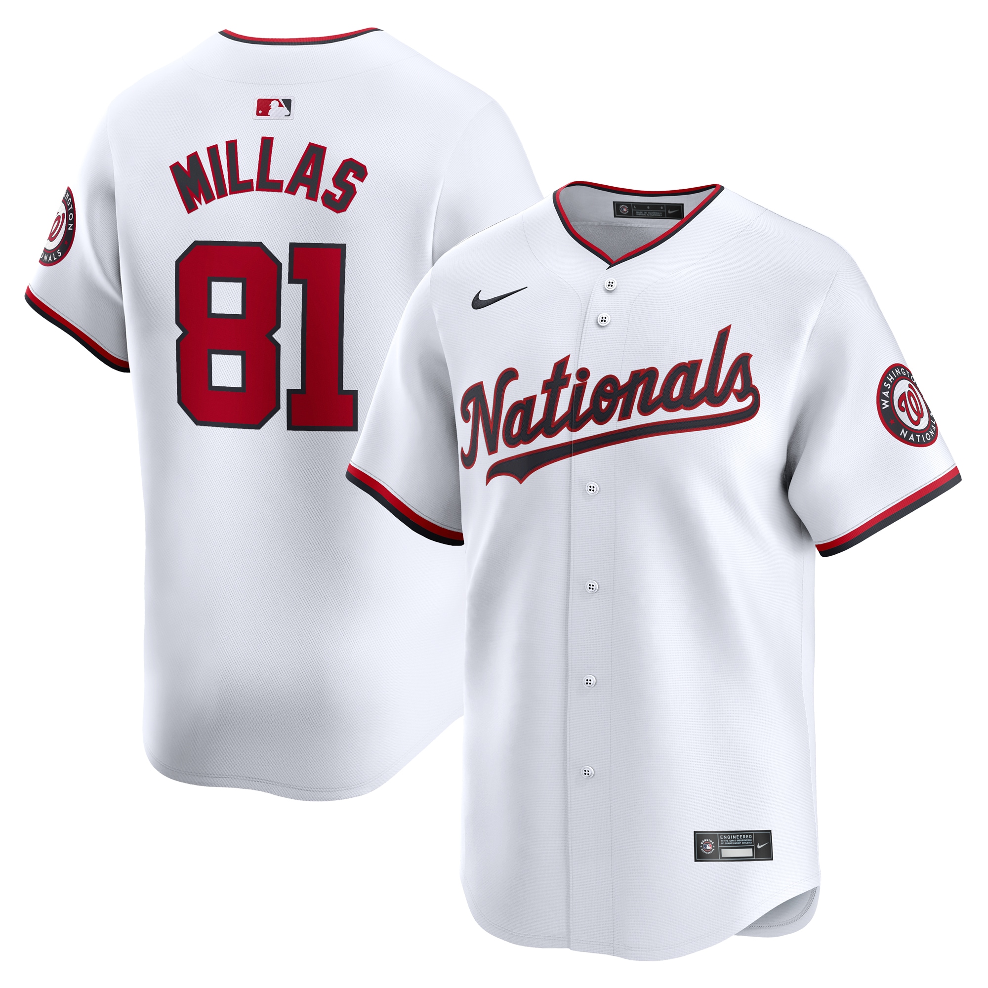 Drew Millas Washington Nationals Home Limited Player Baseball Jersey - White