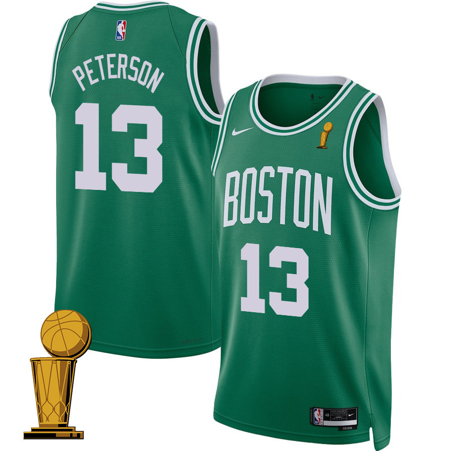Drew Peterson 13 Boston Celtics 2024 FINALS CHAMPIONS Basketball Jersey - Icon Edition - Kelly Green - JS411