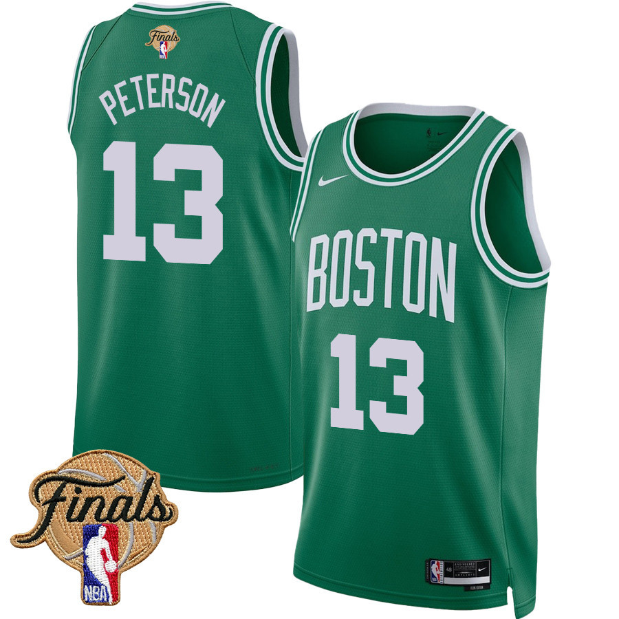 Drew Peterson 13 Boston Celtics 2024 FINALS PATCH Icon Edition Basketball Jersey - Kelly Green - JS271