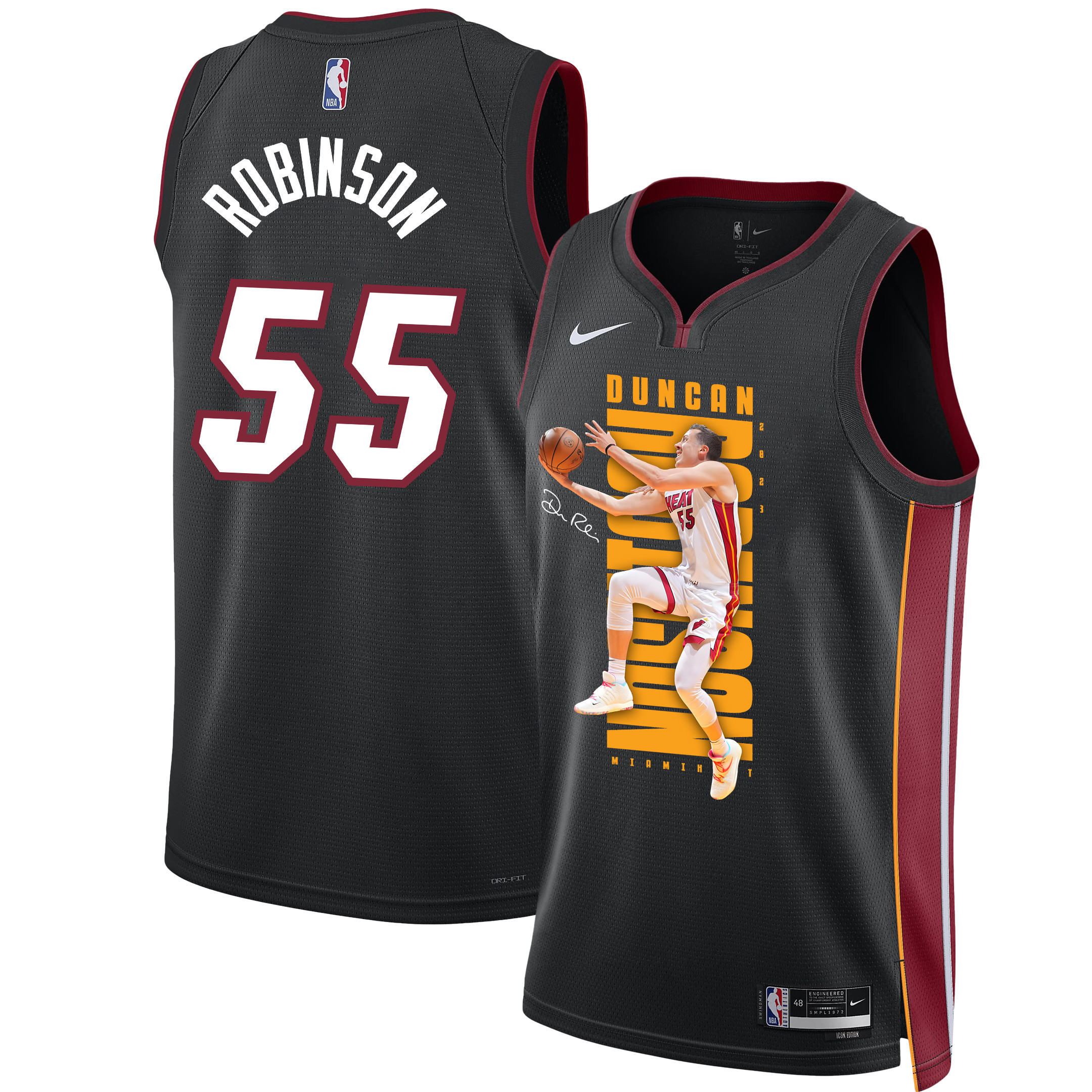 Duncan Robinso 55 Miami Heat Shooting Flair 2023 NBA Champions Swingman Basketball Jersey - Black - JS842 