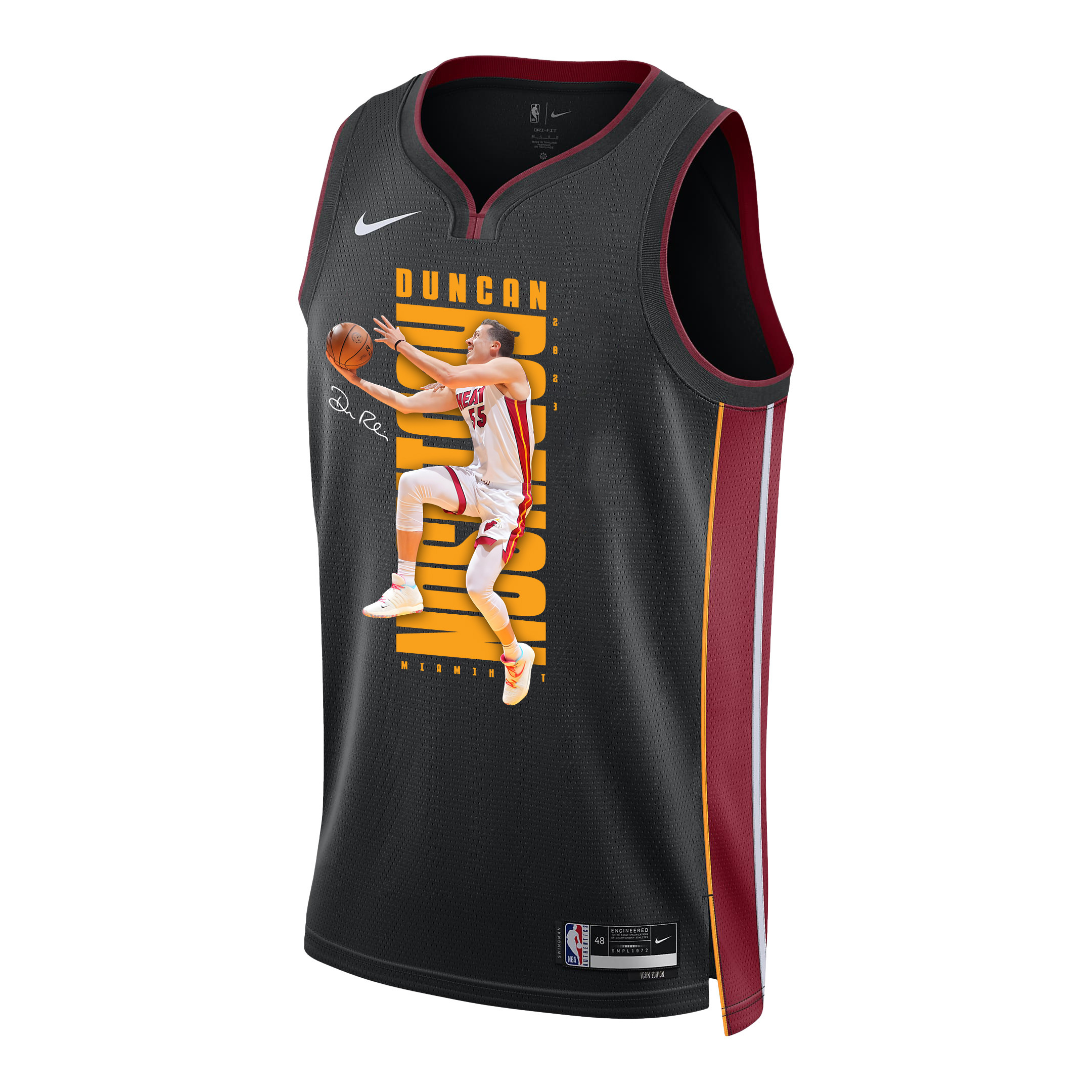 Alternative view of Duncan Robinso 55 Miami Heat Shooting Flair 2023 NBA Champions Swingman Basketball Jersey - Black - JS842 