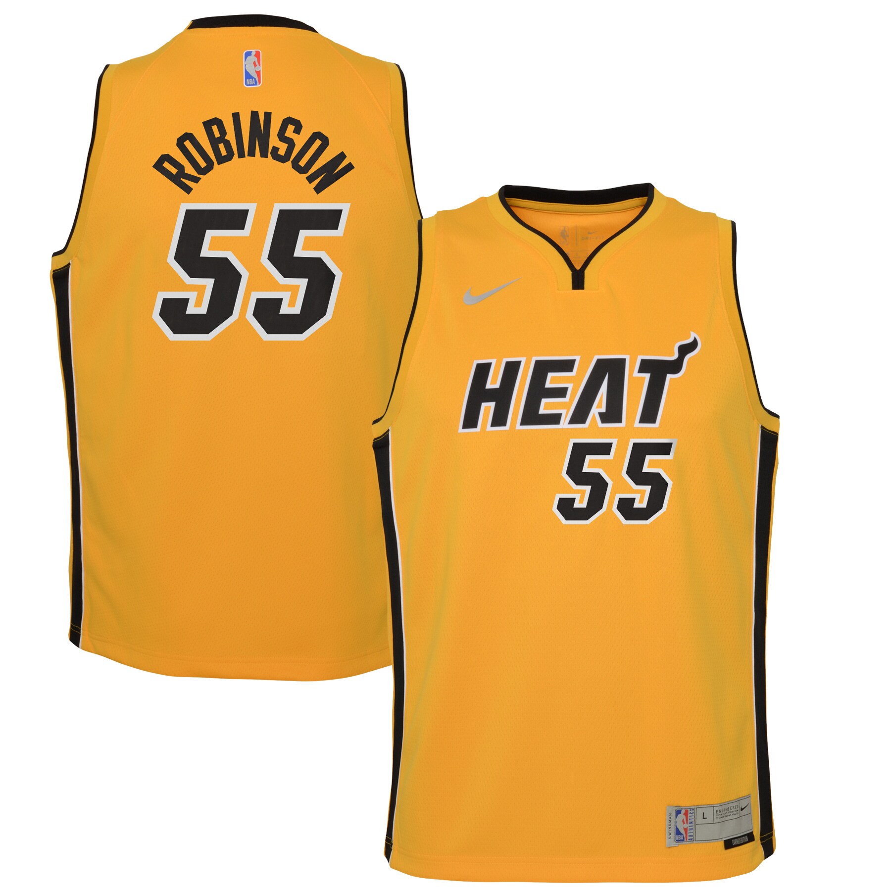Alternative view of Duncan Robinson Miami Heat Youth 2020/21 Swingman Player Basketball Jersey Trophy Gold – Earned Edition