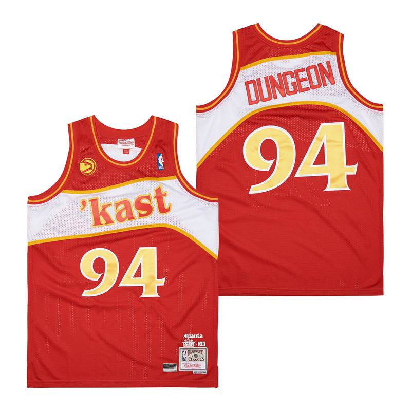 Alternative view of Dungeon 94 Atlanta Hawks Throwback Swingman Basketball Jersey - Red - JS346 