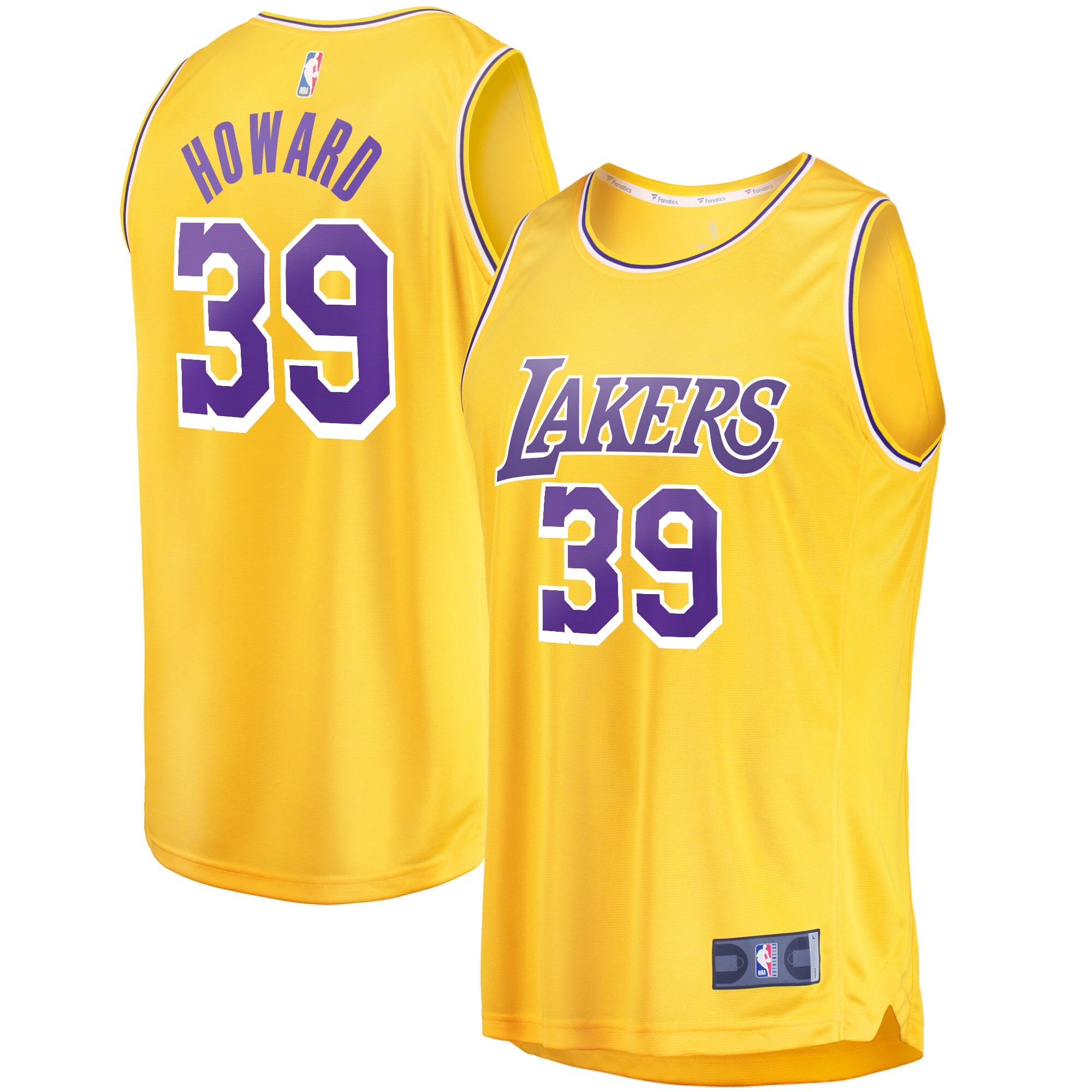 Alternative view of Dwight Howard Los Angeles Lakers Fanatics Branded 2021/22 Fast Break Replica Basketball Jersey - Icon Edition - Gold