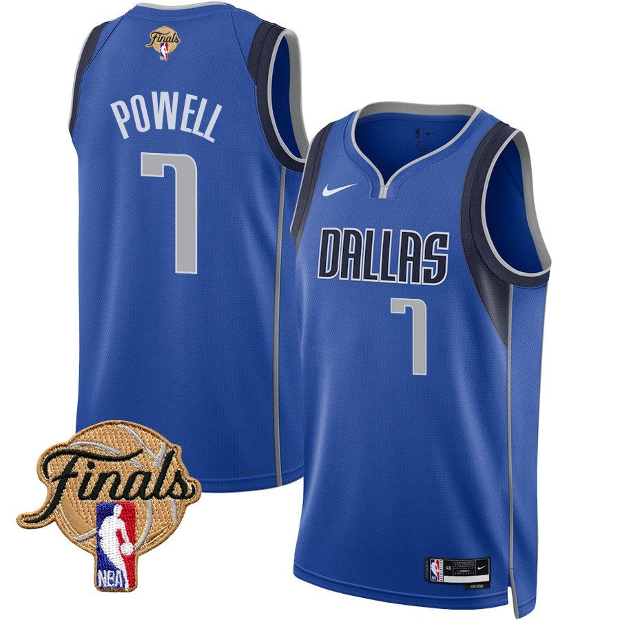 Dwight Powell 7 Dallas Mavericks 2024 FINALS PATCH Swingman Basketball Jersey - Icon Edition - Blue - JS323 