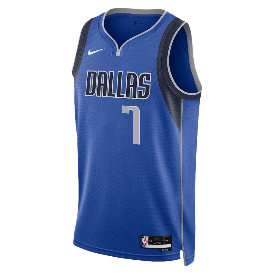Alternative view of Dwight Powell 7 Dallas Mavericks 2024 FINALS PATCH Swingman Basketball Jersey - Icon Edition - Blue - JS323 
