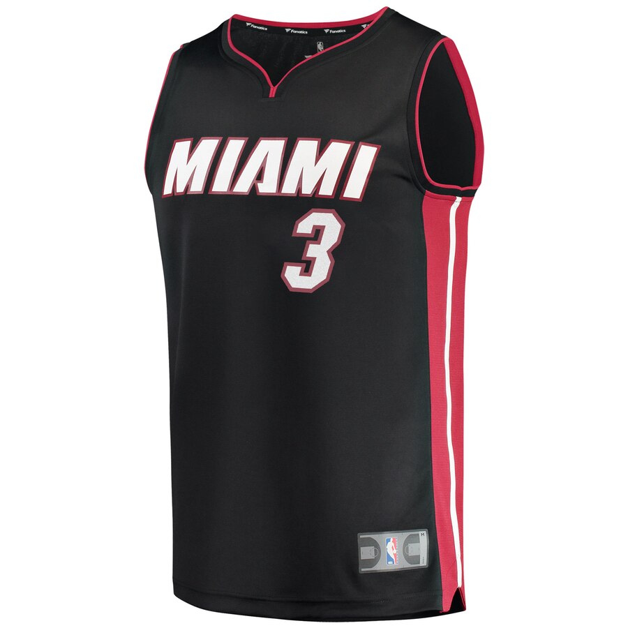 Alternative view of Dwyane Wade Miami Heat Fanatics Branded Fast Break Replica Basketball Jersey Black - Icon Edition