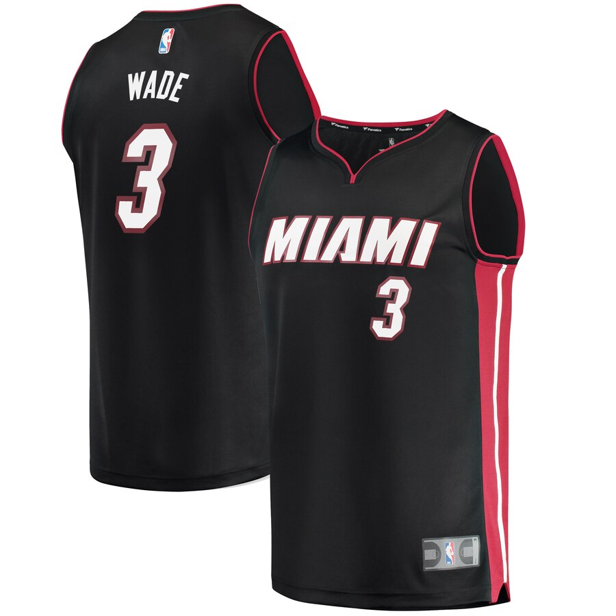 Dwyane Wade Miami Heat Fanatics Branded Youth Fast Break Road Basketball Jersey Black - Icon Edition
