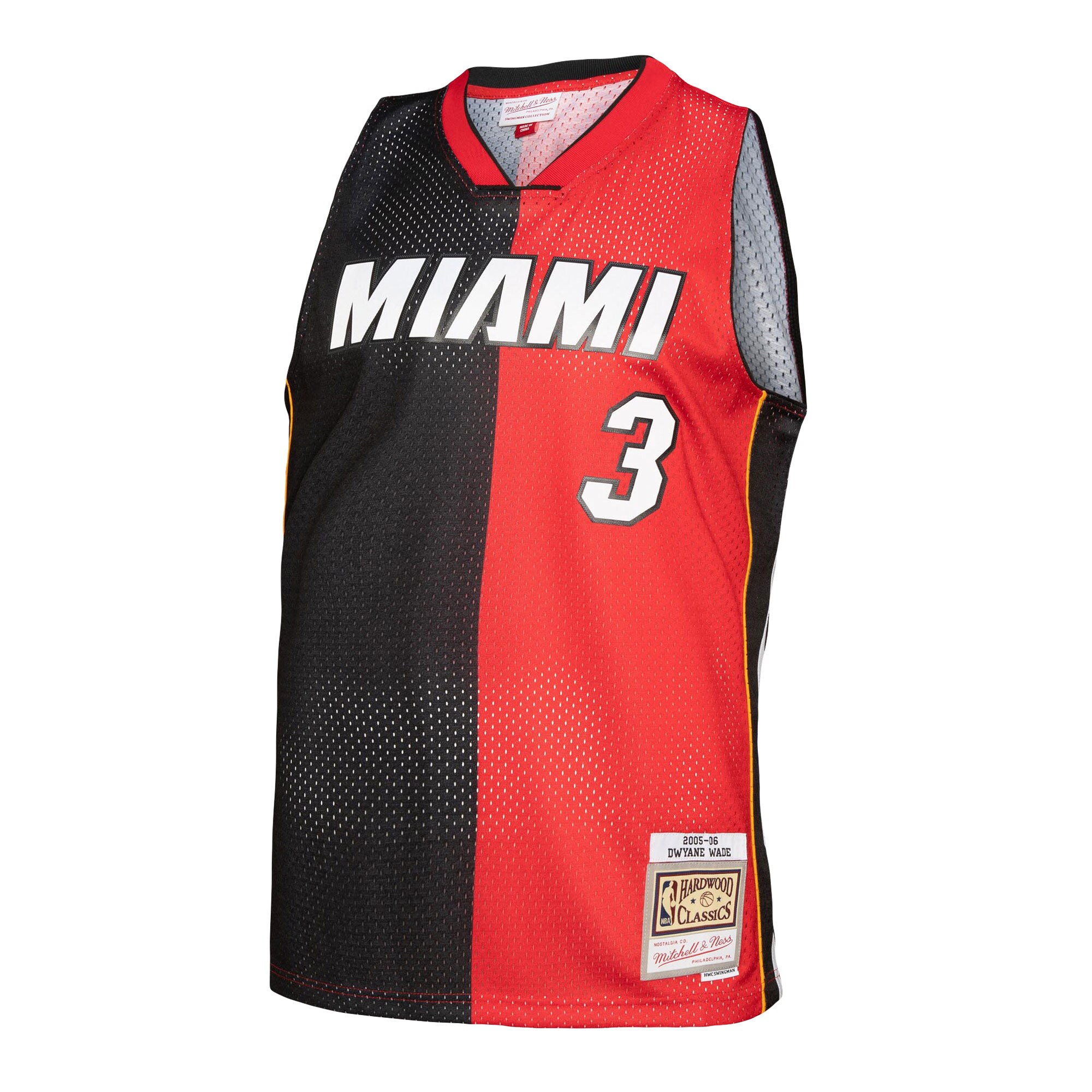Alternative view of Dwyane Wade Miami Heat Mitchell & Ness Big & Tall Hardwood Classics 2005/06 Split Swingman Basketball Jersey - Black/red