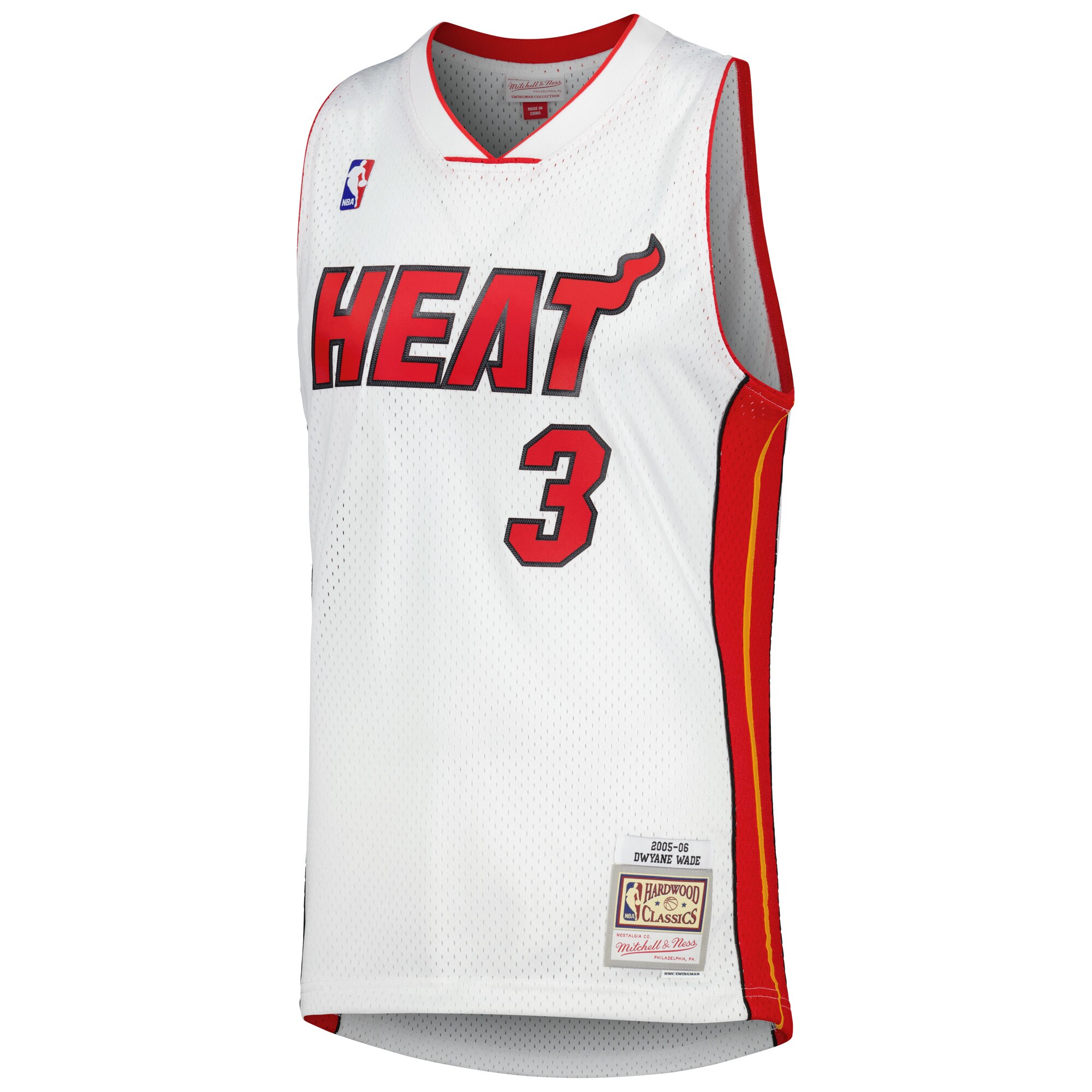 Alternative view of Dwyane Wade Miami Heat Mitchell & Ness 2001/02 Hardwood Classics Swingman Basketball Jersey - White