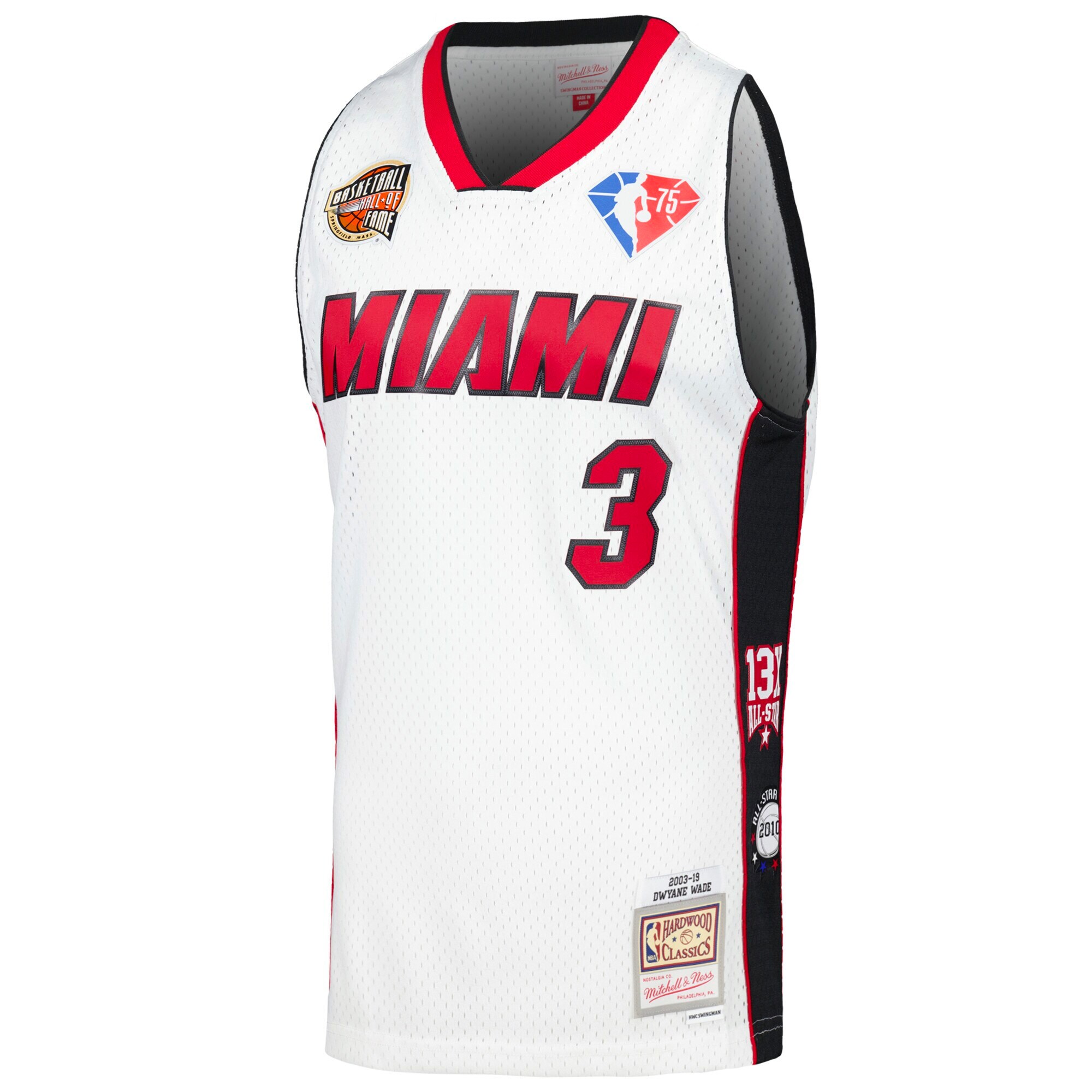 Alternative view of Dwyane Wade Miami Heat Mitchell & Ness Unisex Hall Of Fame Class Of 2023 Throwback Swingman Basketball Jersey - White