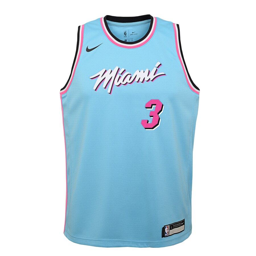 Alternative view of Dwyane Wade Miami Heat Youth Swingman Basketball Jersey Blue - City Edition