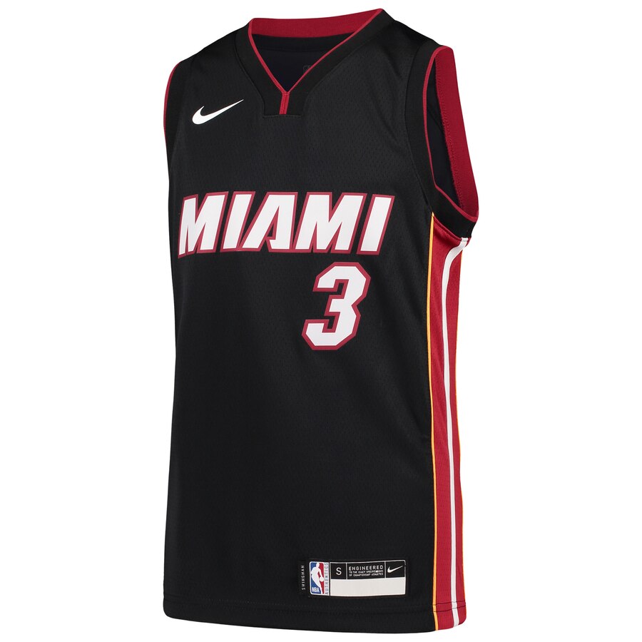 Alternative view of Dwyane Wade Miami Heat Youth Team Swingman Basketball Jersey - Icon Edition - Black