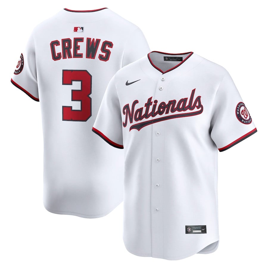 Dylan Crews 3 Washington Nationals Alternate Limited Player Men Baseball Jersey - White - JS879 