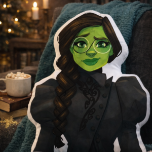 Green Witch Elphaba Illustration Pillow - Wicked Fan Art Collectible