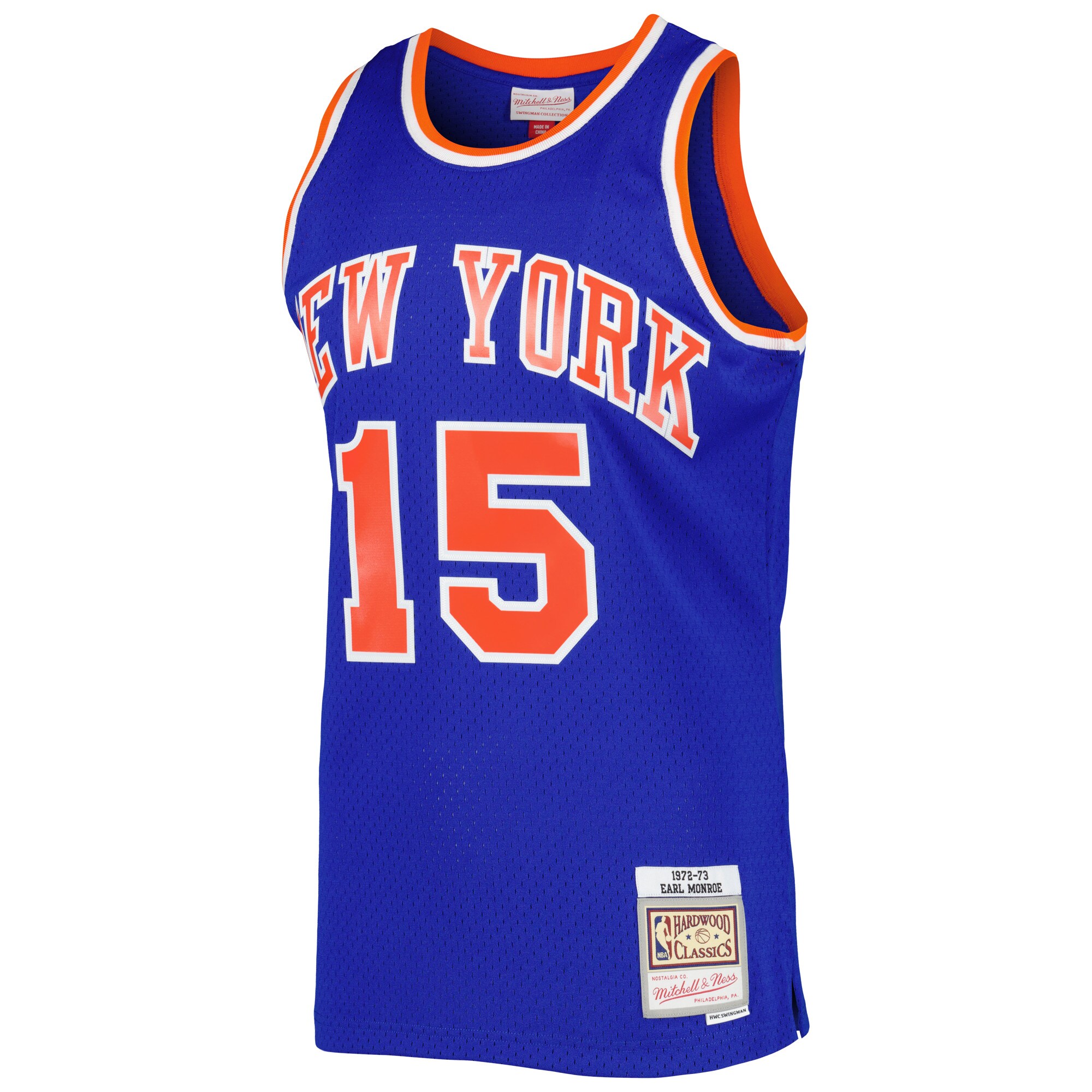 Alternative view of Earl Monroe New York Knicks Mitchell & Ness 2001/02 Hardwood Classics Swingman Basketball Jersey - Blue