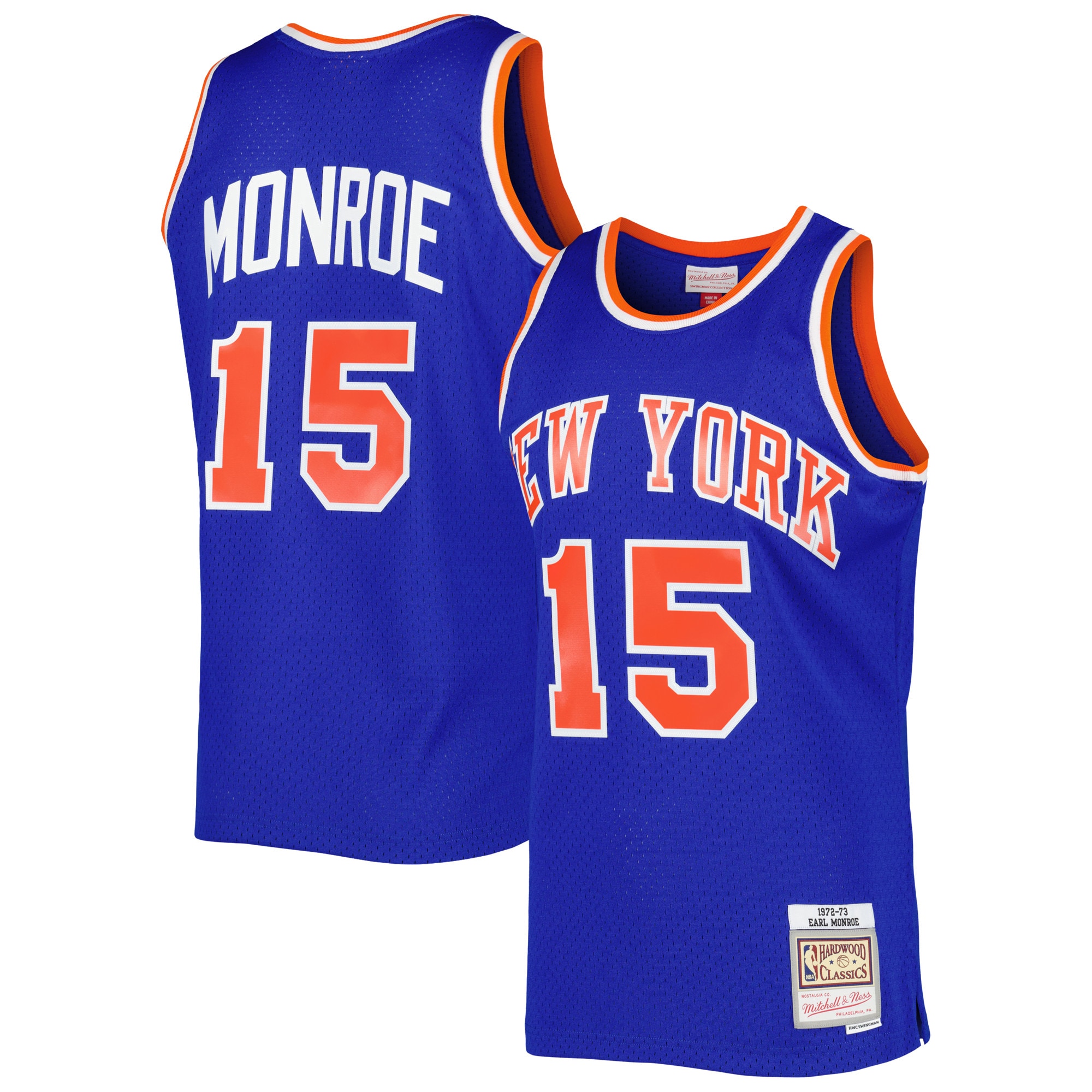 Earl Monroe New York Knicks Mitchell & Ness 2001/02 Hardwood Classics Swingman Basketball Jersey - Blue