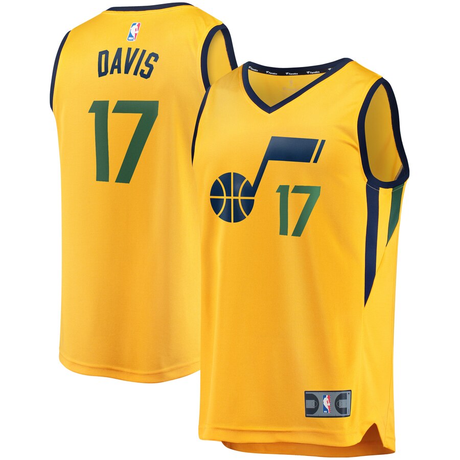 Ed Davis Utah Jazz Fanatics Branded Fast Break Player Basketball Jersey – Statement Edition – Gold