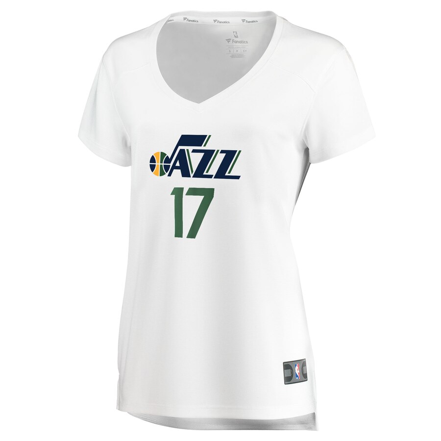 Alternative view of Ed Davis Utah Jazz Fanatics Branded Women's Fast Break Player Basketball Jersey - Association Edition - White