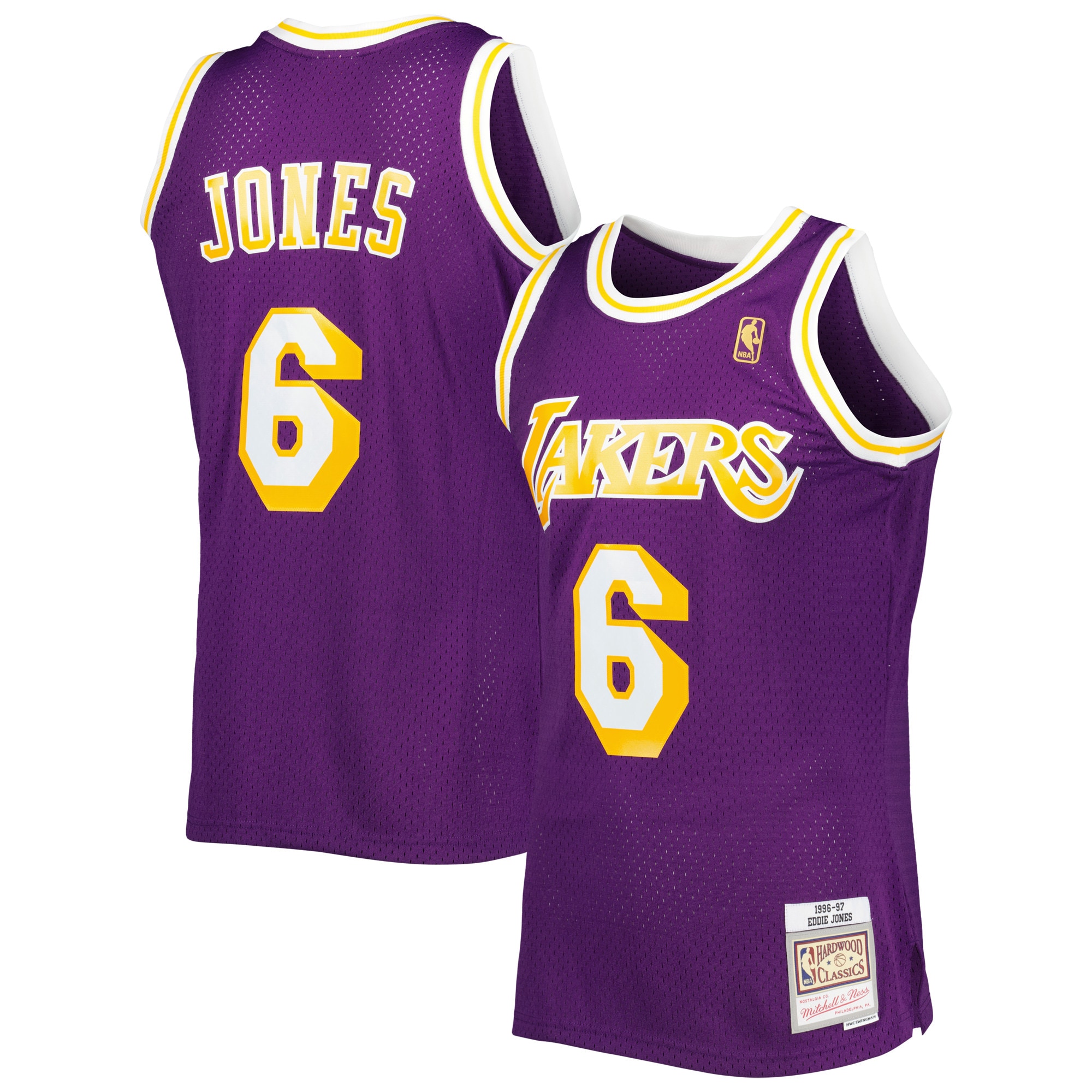 Eddie Jones Los Angeles Lakers Mitchell & Ness 1996-97 Hardwood Classics Swingman Basketball Jersey - Purple