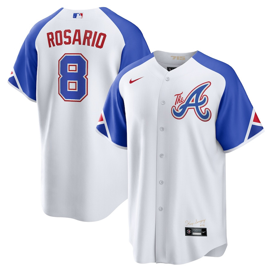 Eddie Rosario 8 Atlanta Braves 2023 City Connect Men Baseball Jersey - White - JS189