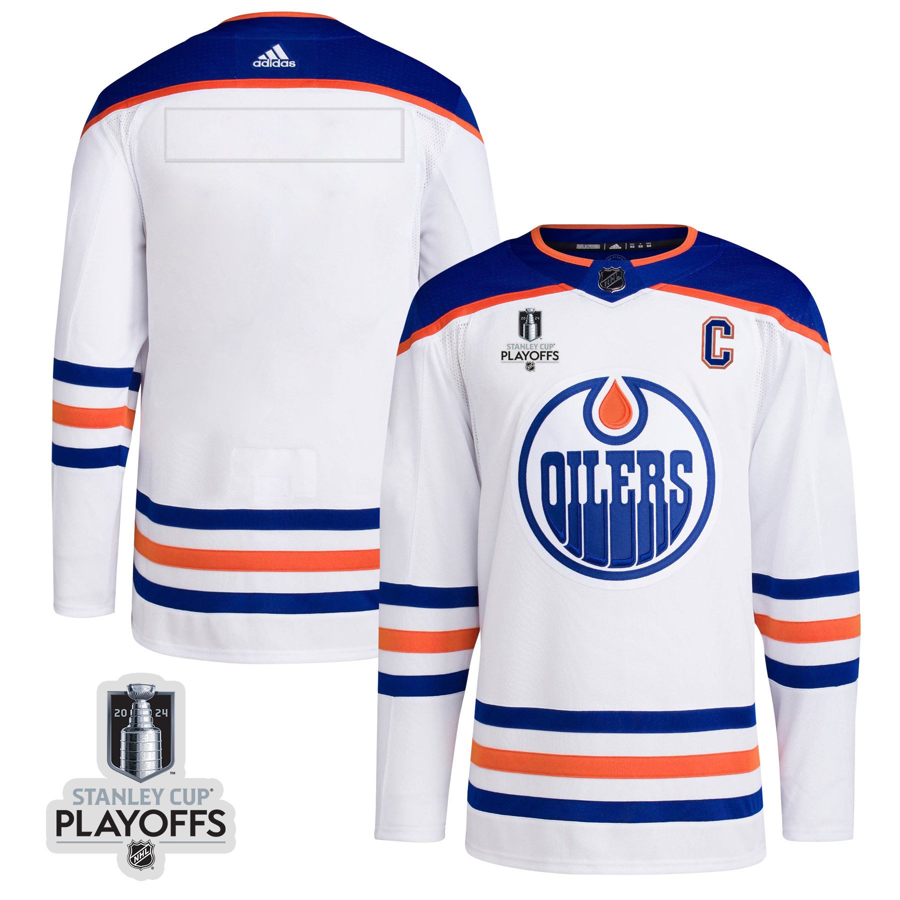 Edmonton Oilers 2024 NHL Playoffs Patch Away Hockey Jersey - Men, White - JS710 