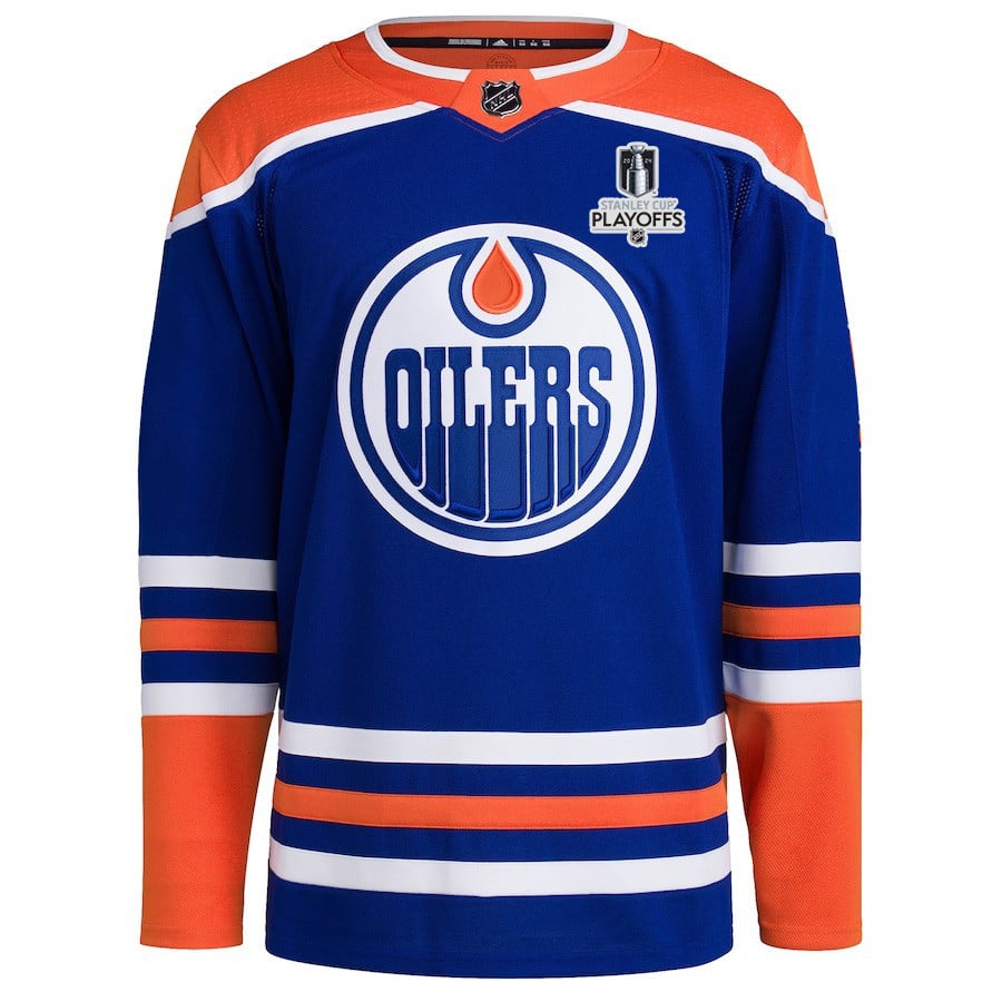 Alternative view of Edmonton Oilers 2024 NHL Playoffs Patch Home Hockey Jersey - Men - JS402 