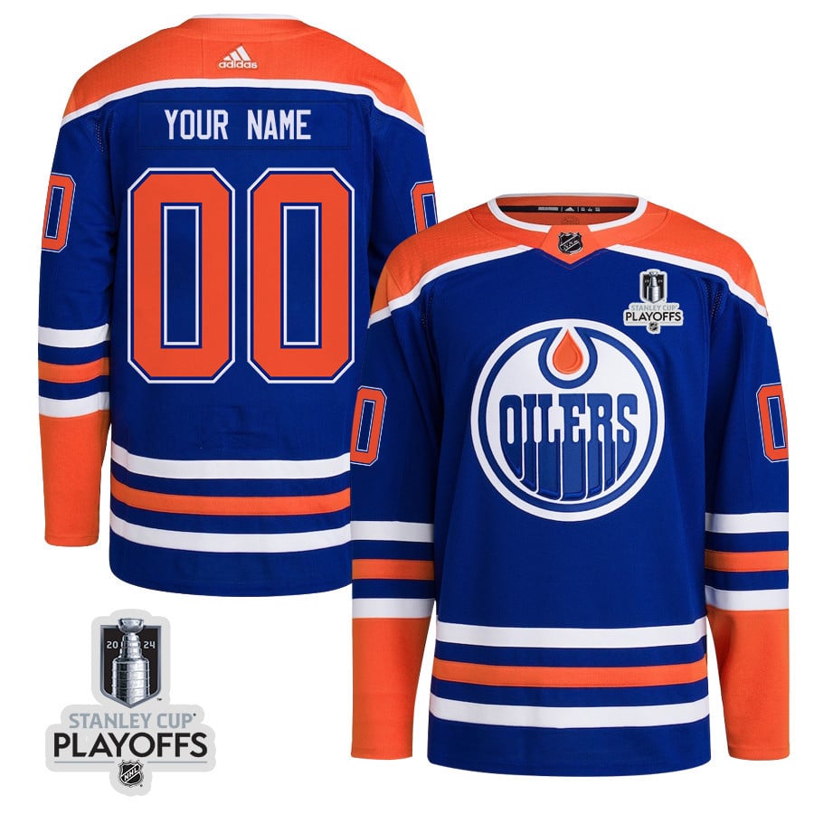 Edmonton Oilers 2024 NHL Playoffs Patch Home Hockey Jersey Customized - Men - JS666 