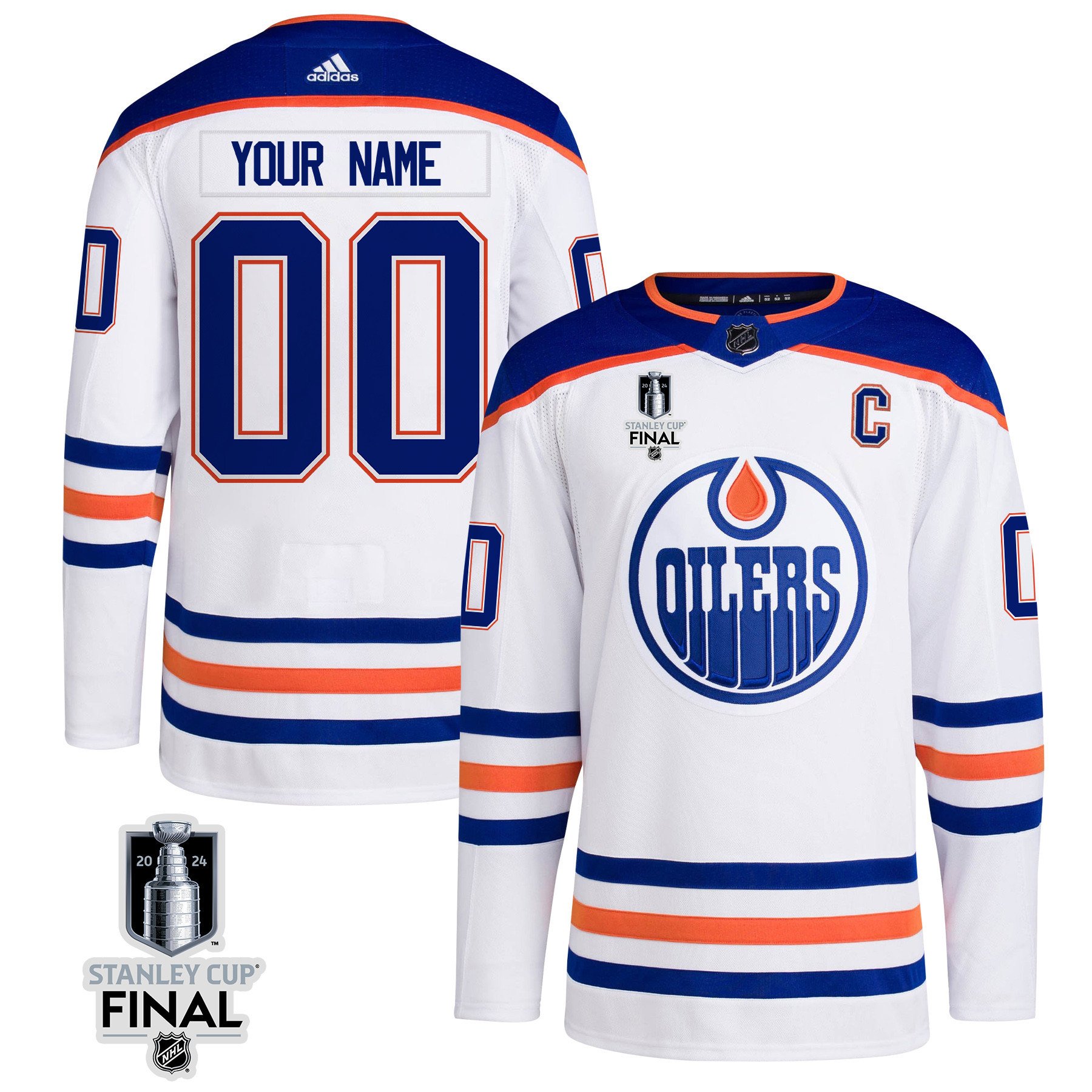 Edmonton Oilers 2024 STANLEY CUP Final Away Hockey Jersey Customized - Men, White - JS620 