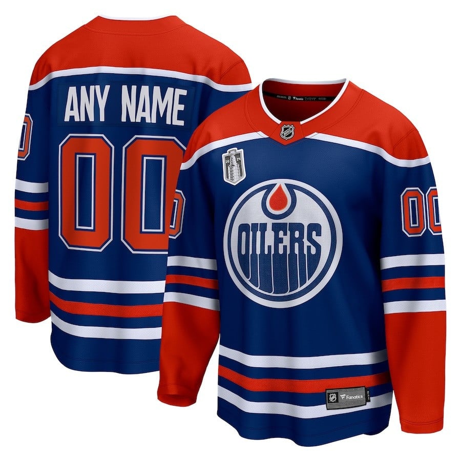 Edmonton Oilers 2024 Stanley Cup Final Home Breakaway Custom Name Hockey Jersey - Royal - JS160 