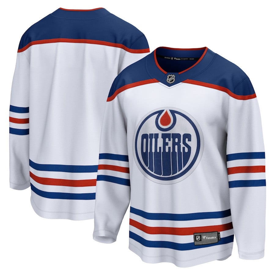 Edmonton Oilers Away Breakaway Hockey Jersey - Men, White - JS113 