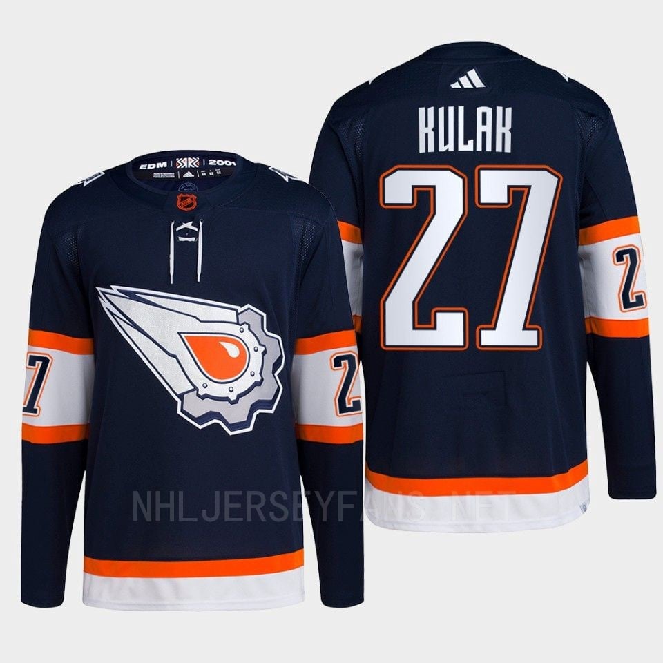 Edmonton Oilers Brett Kulak 27 Navy Primegreen Reverse Retro 2.0 Hockey Jersey 2022 - JS604 
